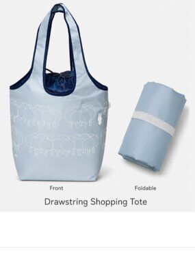 JAPAN Miffy Tote Blue Rabbit Forest 2-Way LARGE Market Foldable Drawstring Bag